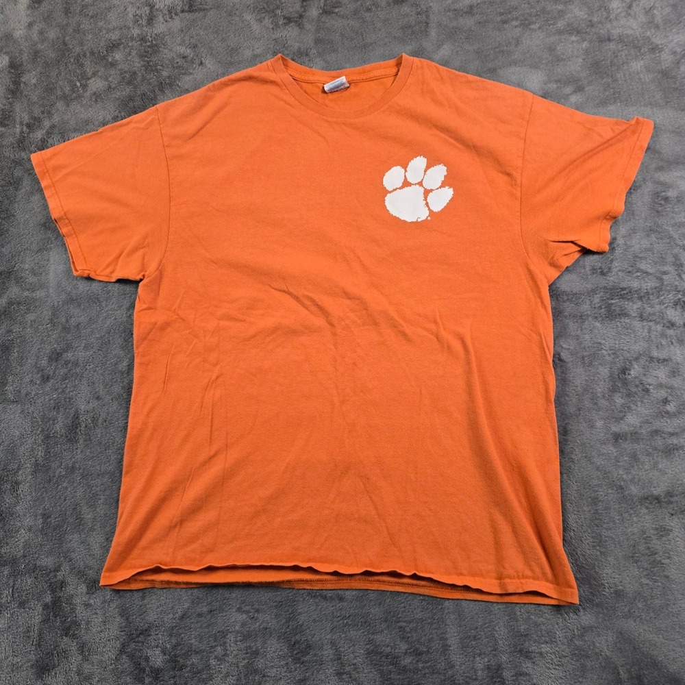 Delta Pro Weight Clemson Tigers T-Shirt Men's XL Orange Paw Print Graphic Tee